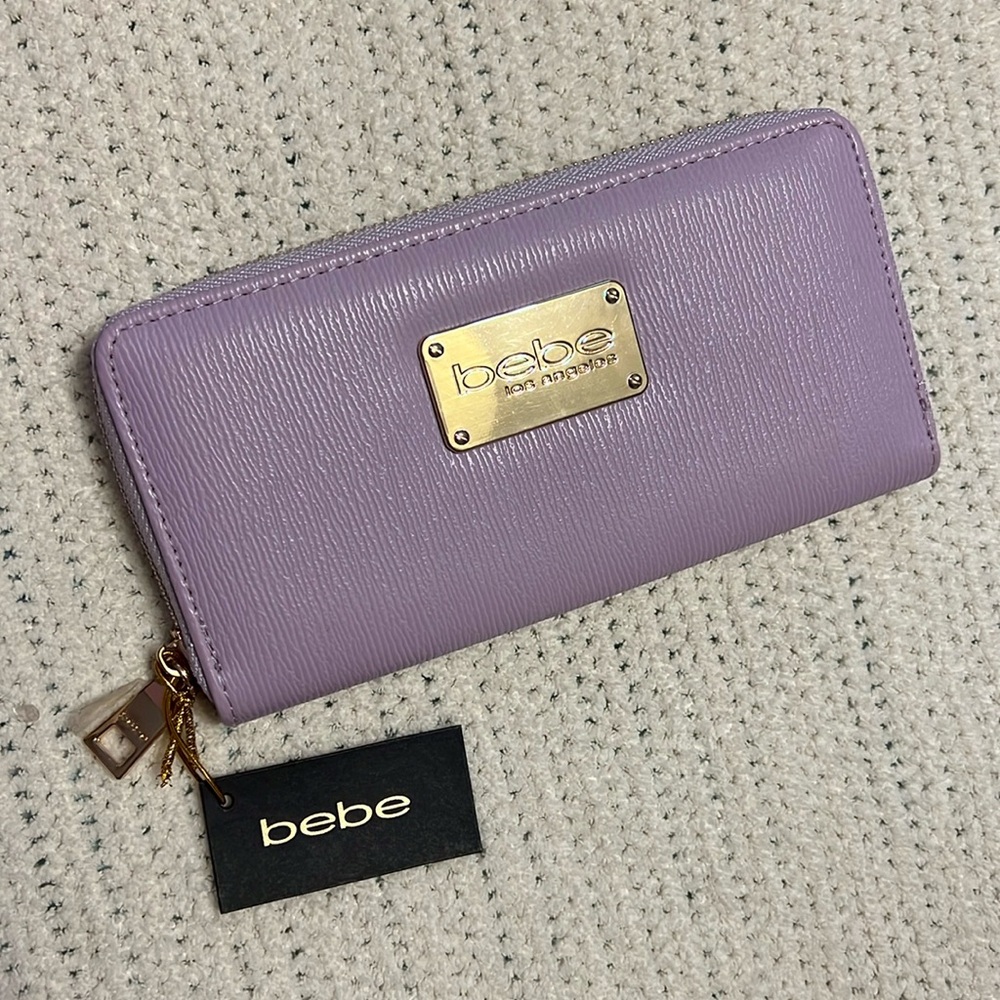 Bebe Lavender Long Zip Wallet NWT